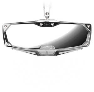 Mirror - Halo R - Rear View w/LED Cabin Light - Rectangle - Silver w/Silver Bezel - Defender