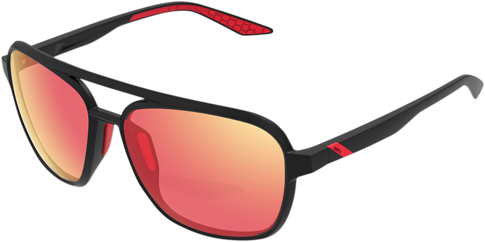 Kasia Aviator Sunglasses - Round - Black - Red Mirror - Lutzka's Garage