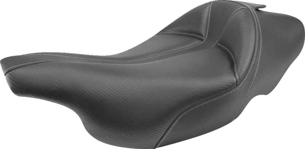 Dominator Solo Seat - Extended Reach - Stitched - Black w/ Gray Stitching - FLHT/FLTR 97-07