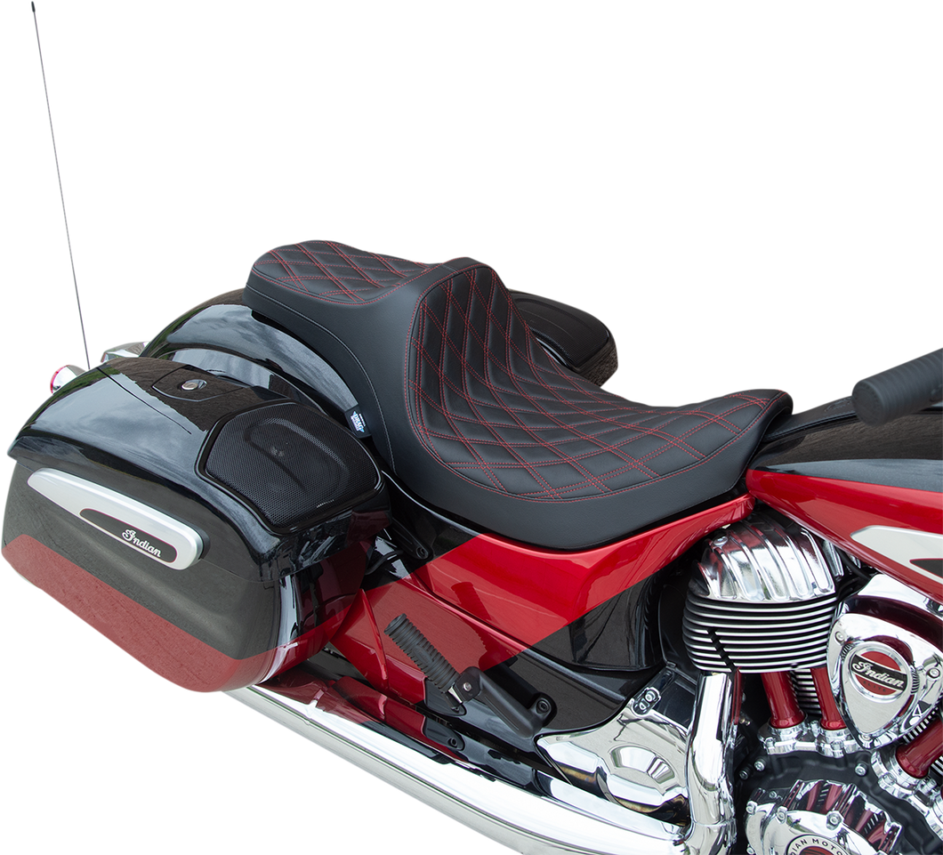 Predator III Seat - Double Diamond - Red Stitching - Vinyl - 14-22 Indian