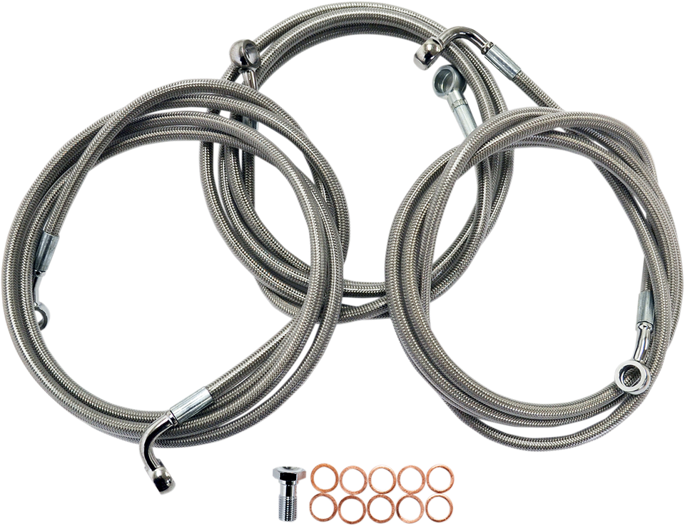 Brake Lines - 15" - 17" Ape Hanger Handlebars - Stainless Steel - Lutzka's Garage