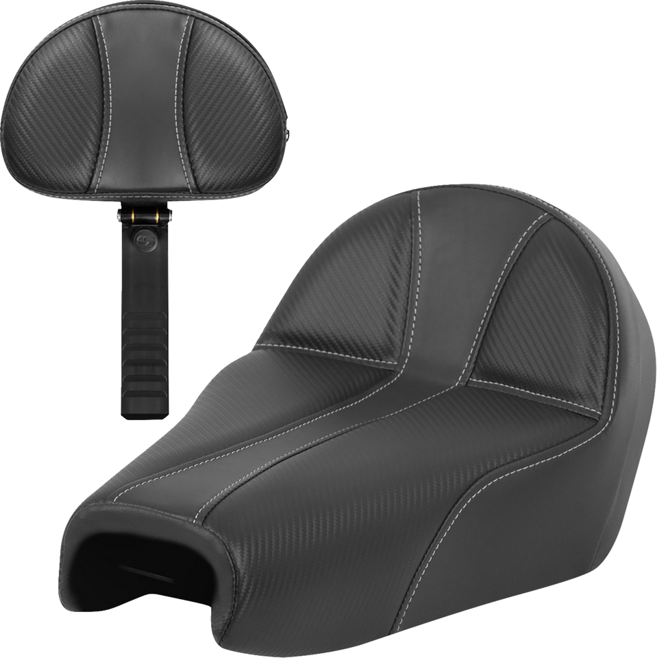 Dominator Seat - w/ Backrest - Black w/ Silver Stitching - XL 04-22