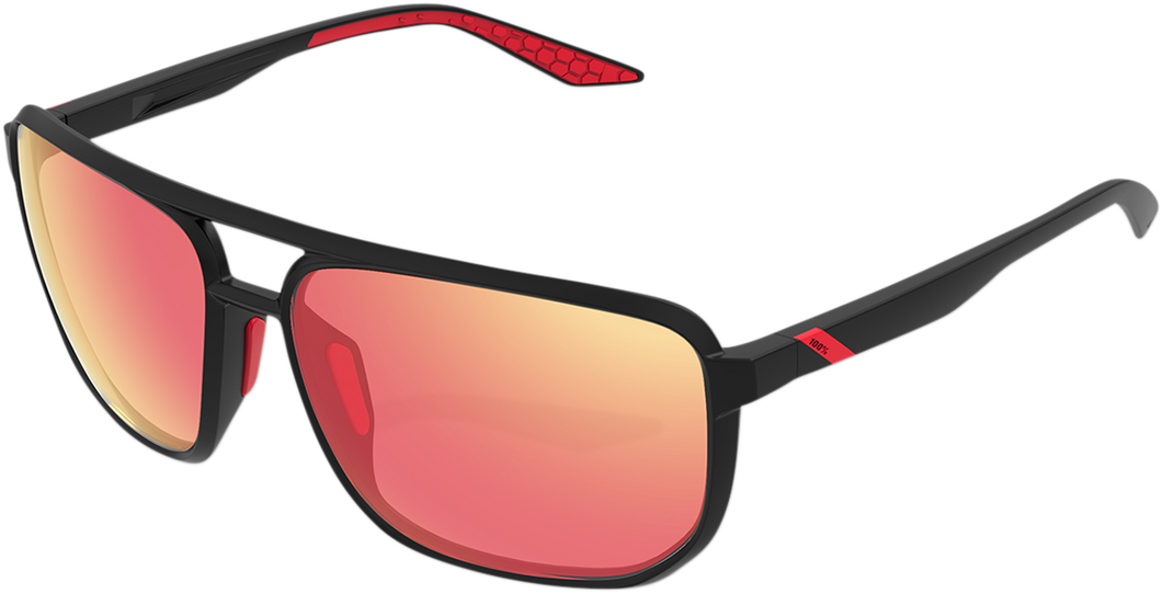 Konnor Aviator Sunglasses - Square - Black - Red Mirror - Lutzka's Garage