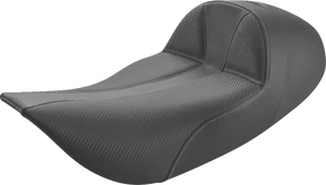 Dominator Solo Seat - Extended Reach - Stitched - Black w/ Gray Stitching - FLHR/FLHX 97-07