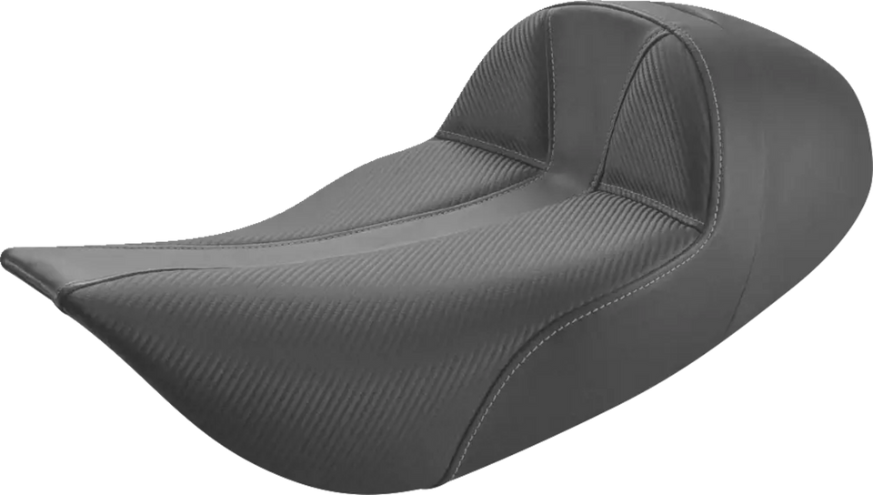 Dominator Solo Seat - Extended Reach - Stitched - Black w/ Gray Stitching - FLHR/FLHX 97-07