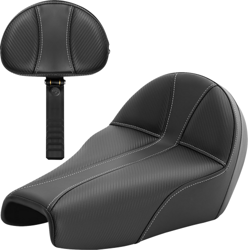 Dominator Seat - w/ Backrest - Black w/ Silver Stitching - XL 04-22