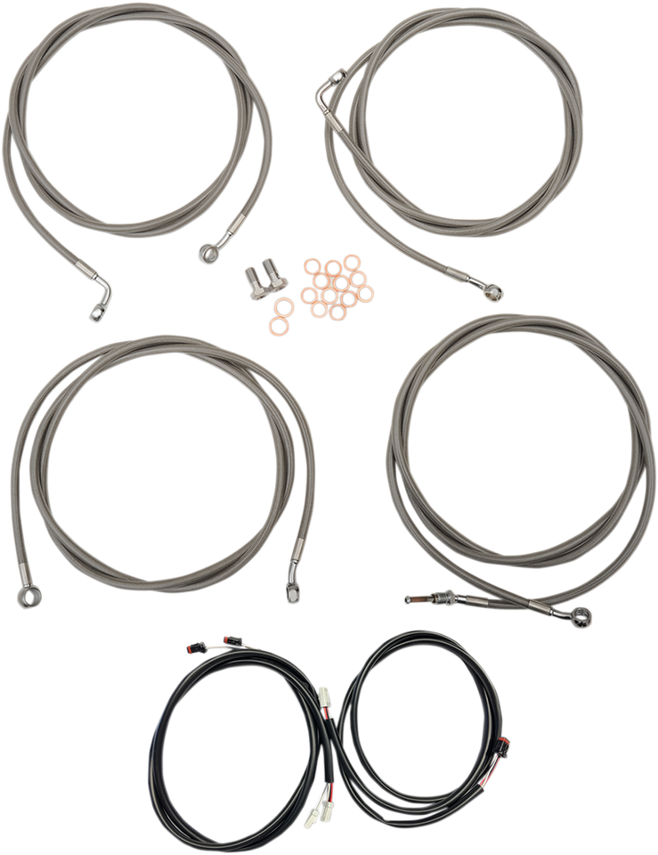 Cable Kit - 18" - 20" Ape Hanger Handlebars - Stainless - Lutzka's Garage