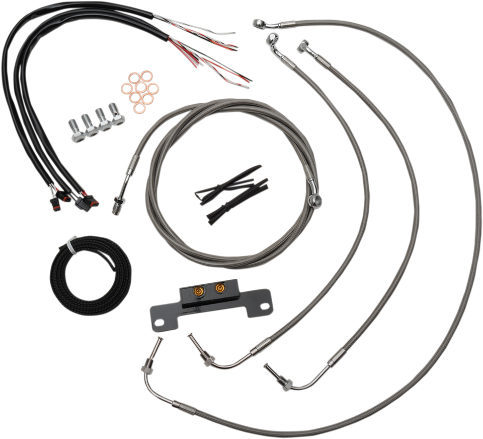 Handlebar Cable/Brake Line Kit - Complete - 15" - 17" Ape Hanger Handlebars - Stainless