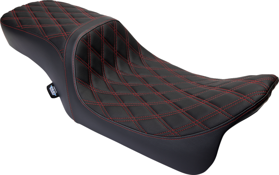 Predator 2Up Seat - Vinyl - Double Diamond Red Stitch - w/o Backrest - FLH 08-23