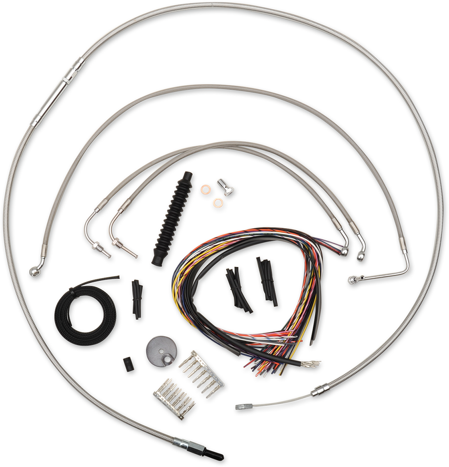 Handlebar Cable/Brake Line Kit - Complete - 15" - 17" Ape Hanger Handlebars - Stainless