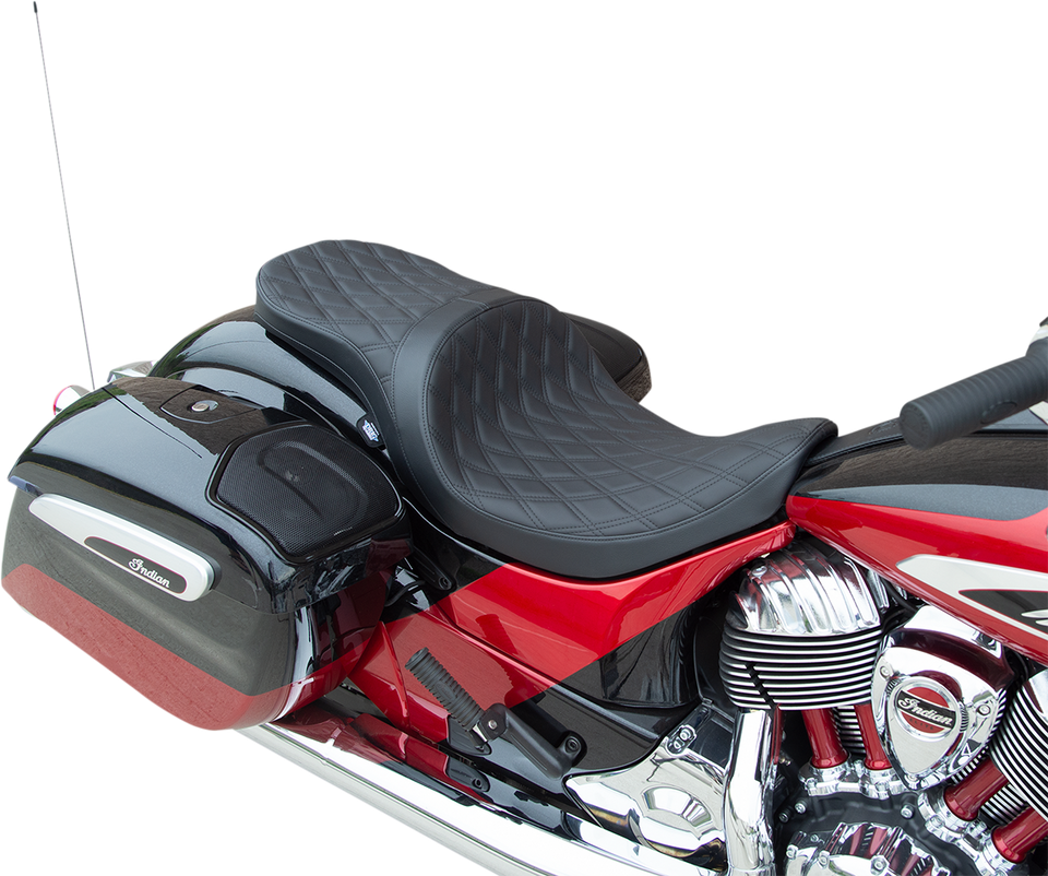 Low Profile Touring Seat - Double Diamond w/ Black Stitching - Indian 14-22