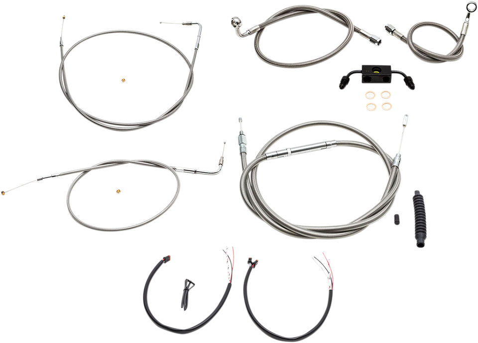 Handlebar Cable/Brake Line Kit - Complete - 15" - 17" Ape Hanger Handlebars - Stainless