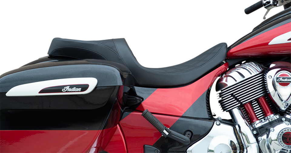 Low Profile Touring Seat - Double Diamond w/ Black Stitching - Indian 14-22